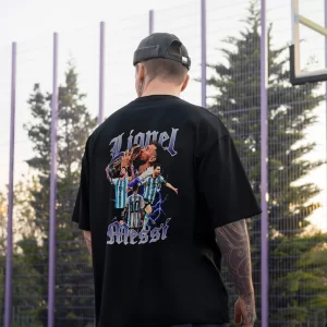 Playera Negra Oversize con impresión DTF
